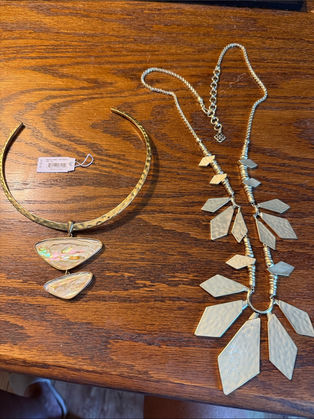 Two Kendra Scott Gold-Tone Statement Necklace with Iridescent Pendant - Women